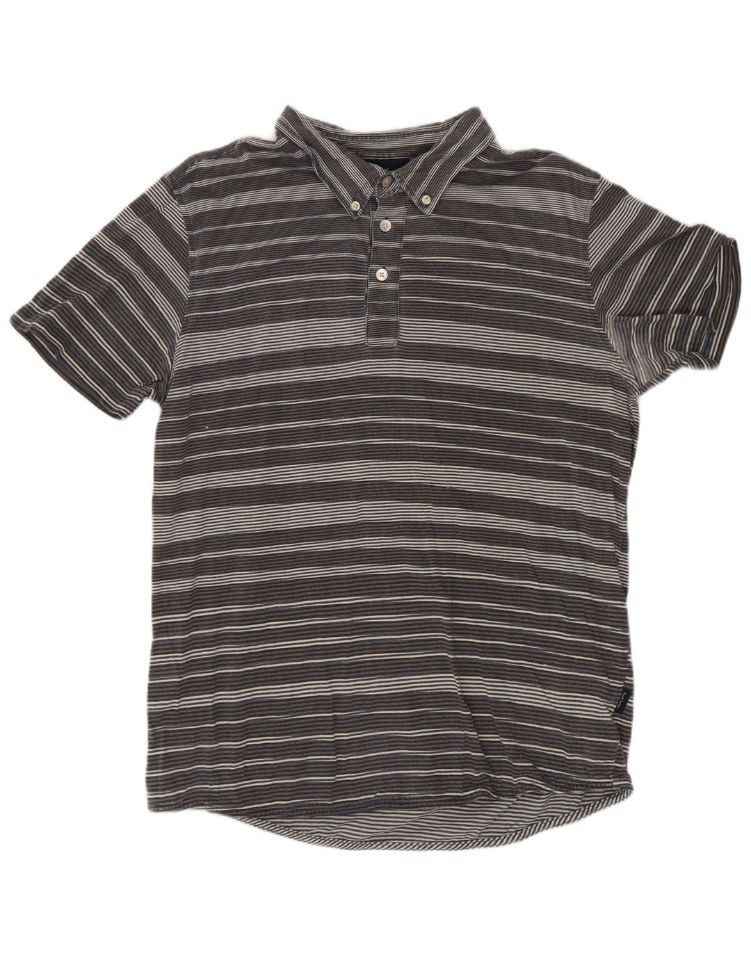 Paul Smith Mens Polo Shirt Medium Grey Striped Cotton