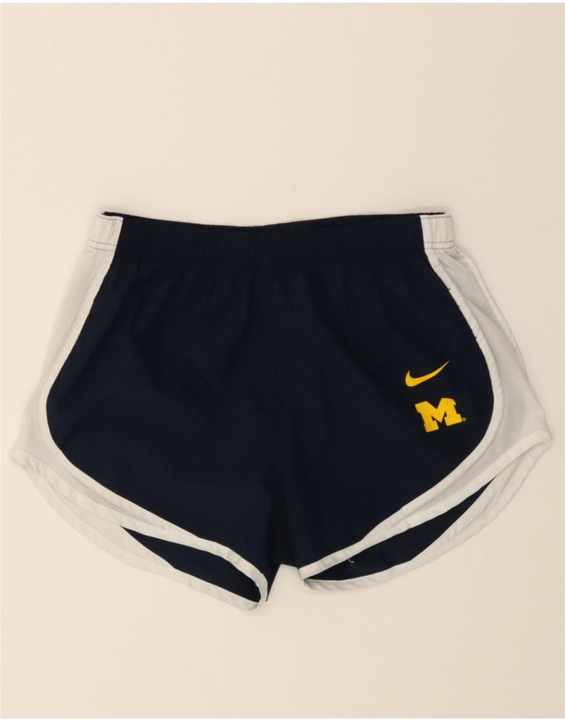 NIKE Womens Dri Fit Sport Shorts UK 14 Medium  Navy Blue Colourblock Vintage Nike and Second-Hand Nike from Messina Hembry 