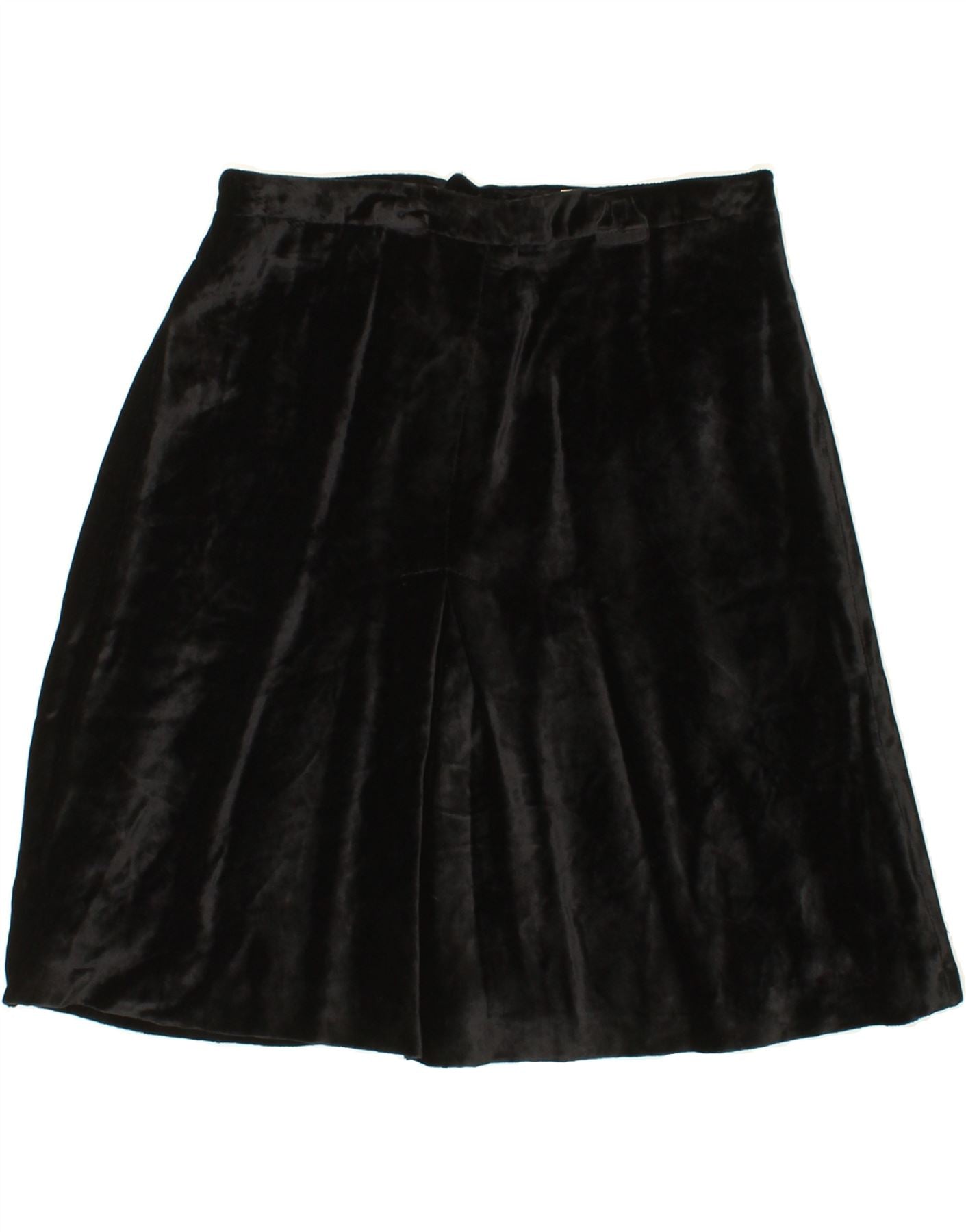 EASY Womens Velvet A-Line Skirt UK 16 Large W32 Black Vintage