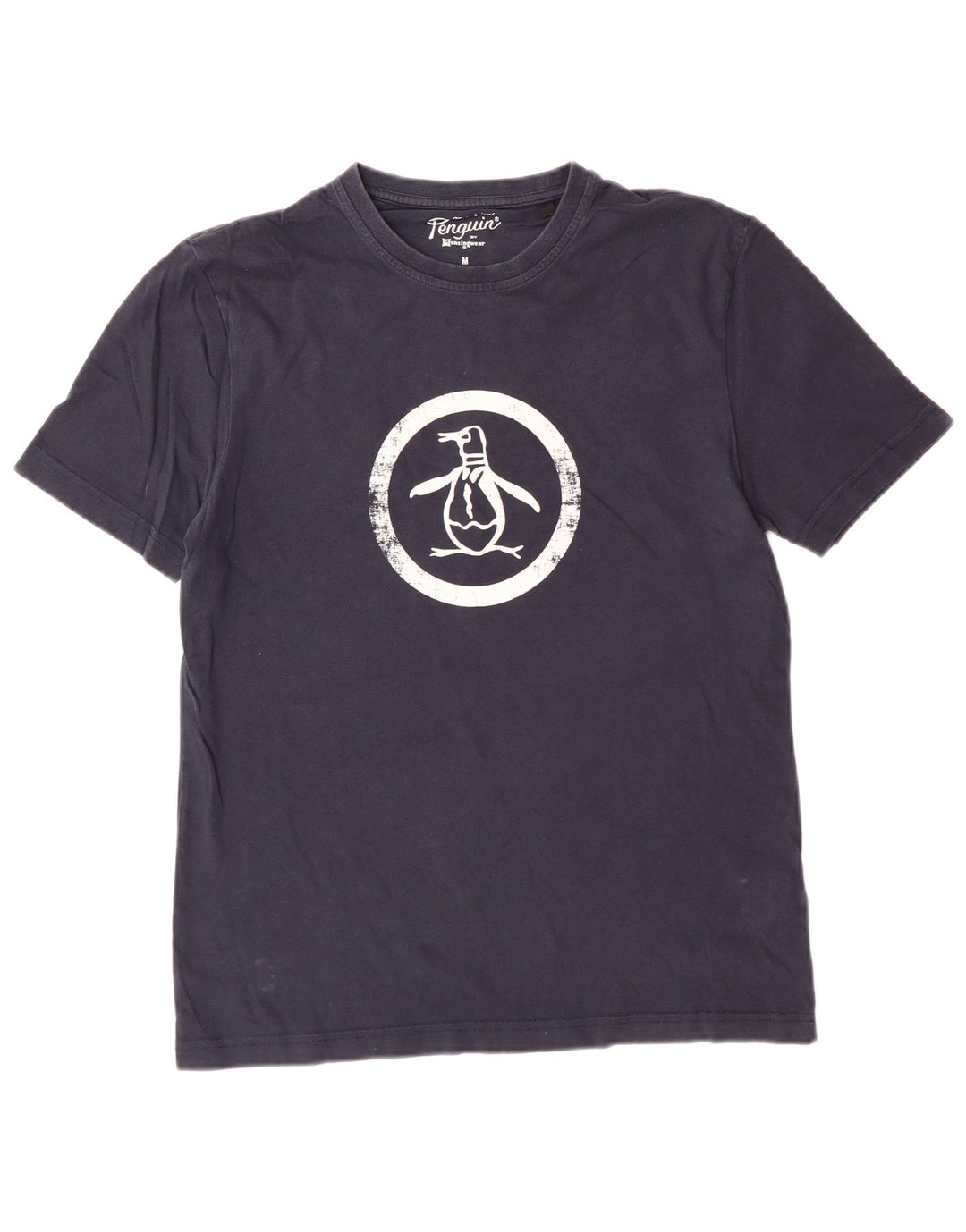 PENGUIN Mens Graphic T-Shirt Top Medium Navy Blue Cotton