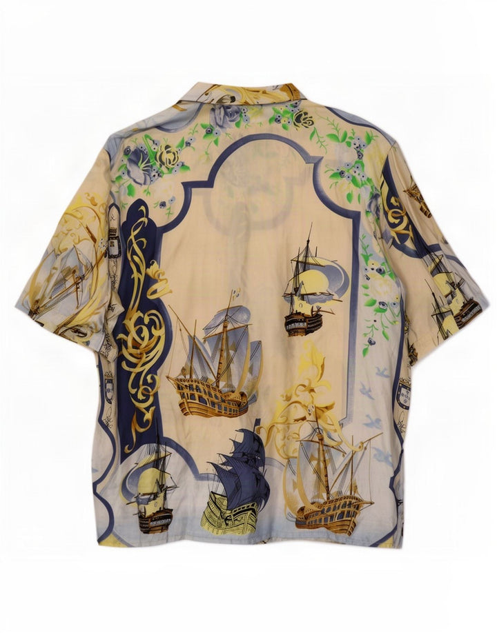 Antonette Womens Oversized Graphic Shirt Blouse EU 44 XL Beige Nautical