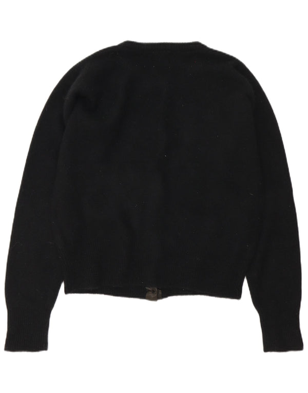 Vintage Womens Oversized Cardigan Sweater UK 10 Small Black Floral