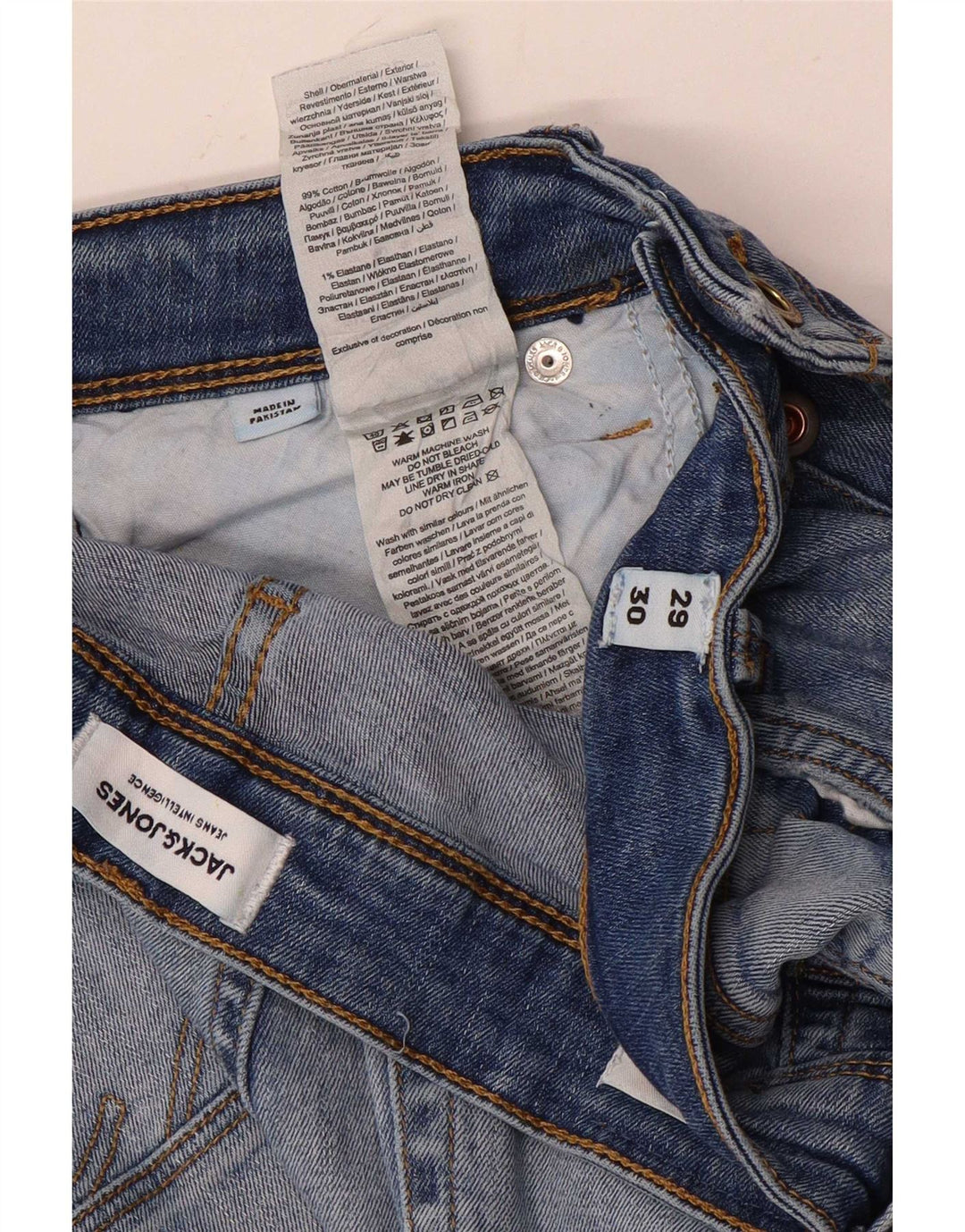 Jack & Jones Mens Distressed Slim Jeans W29 L30 Blue Cotton