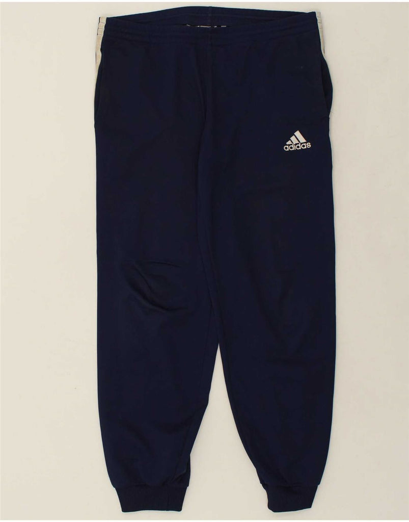 ADIDAS Mens Climawarm Tracksuit Trousers Joggers Large Navy Blue Polyester Vintage Adidas and Second-Hand Adidas from Messina Hembry 