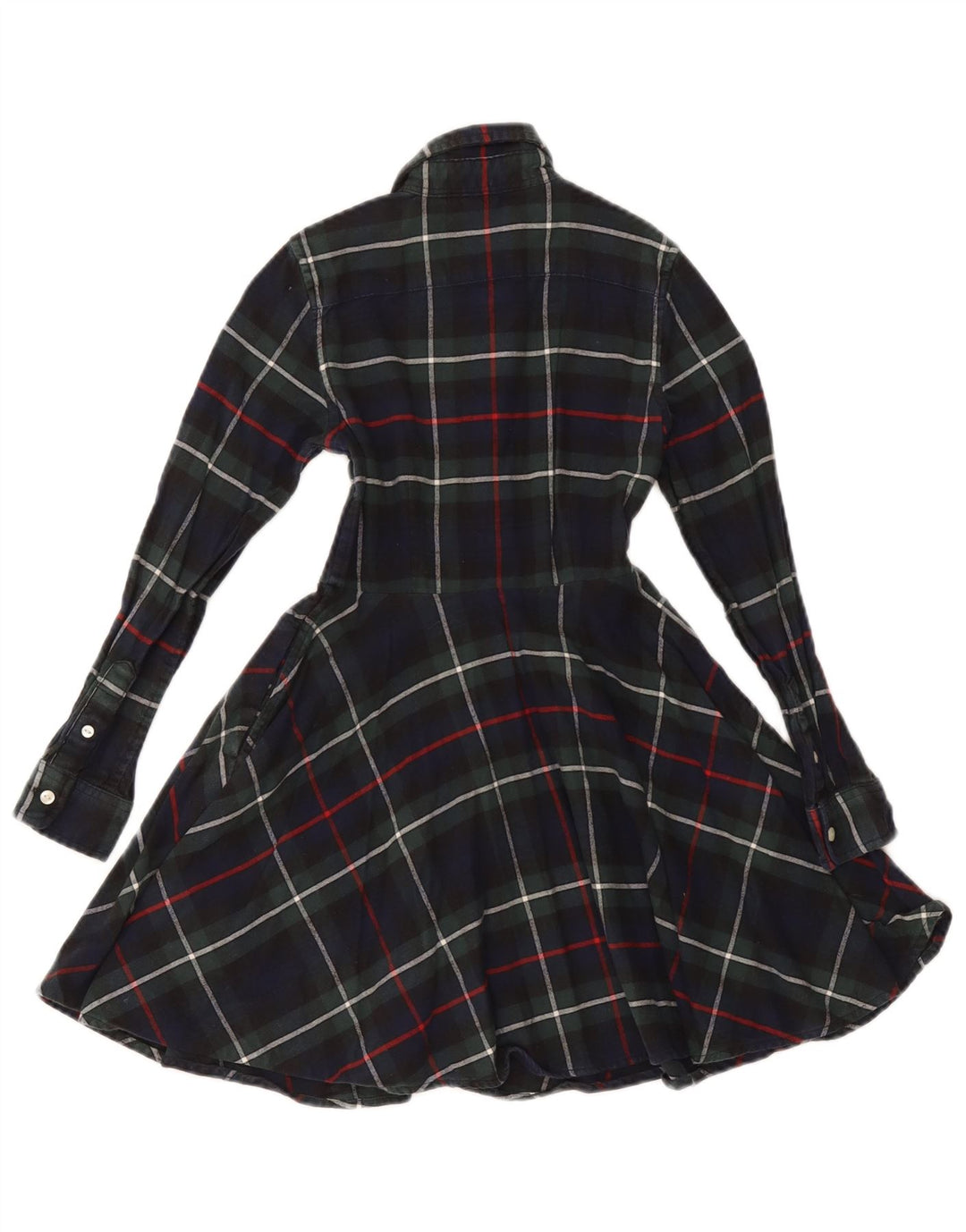 POLO RALPH LAUREN Girls Long Sleeve Shirt Dress 6-7 Years Navy Blue Check