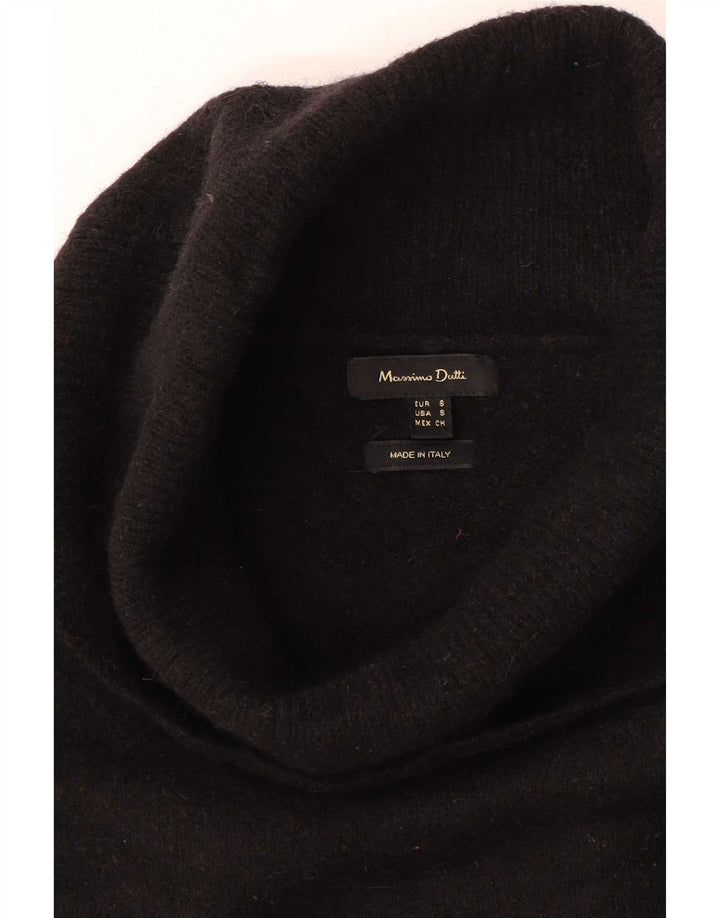 Massimo Dutti Womens Oversized Roll Neck Jumper Sweater UK 10 Small Black