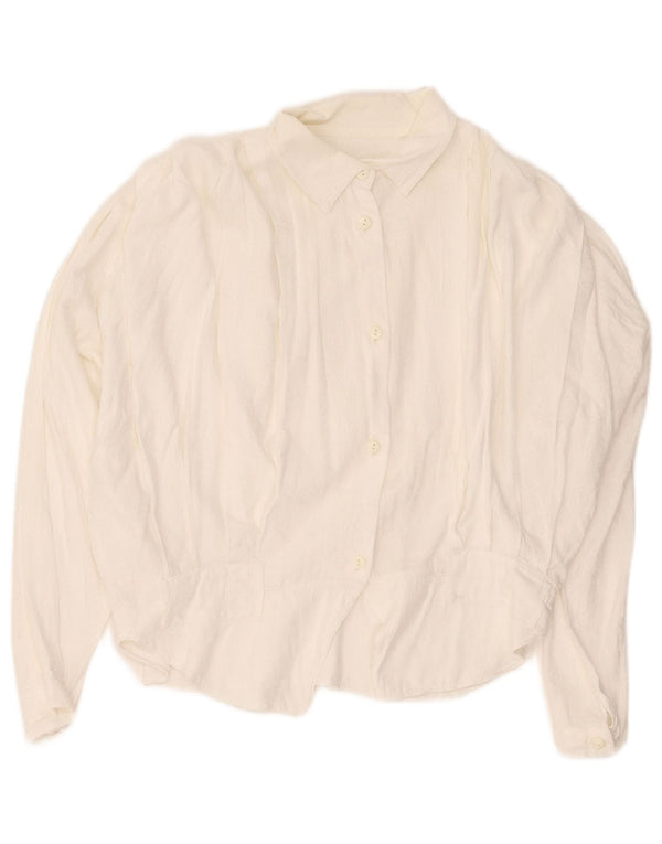Vintage Womens Shirt Blouse UK 16 Large White Cotton