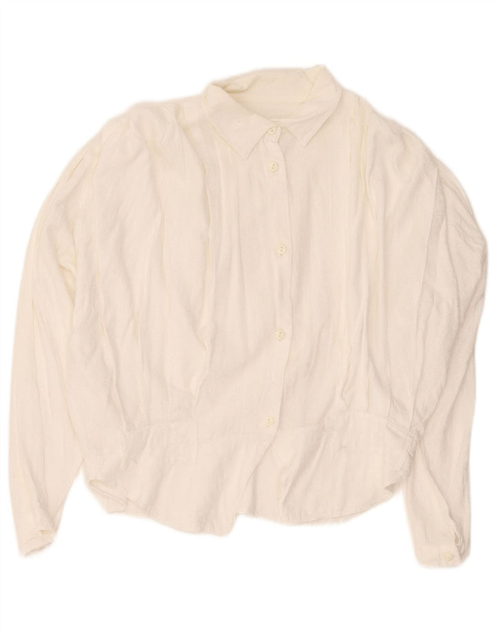 Vintage Womens Shirt Blouse UK 16 Large White Cotton