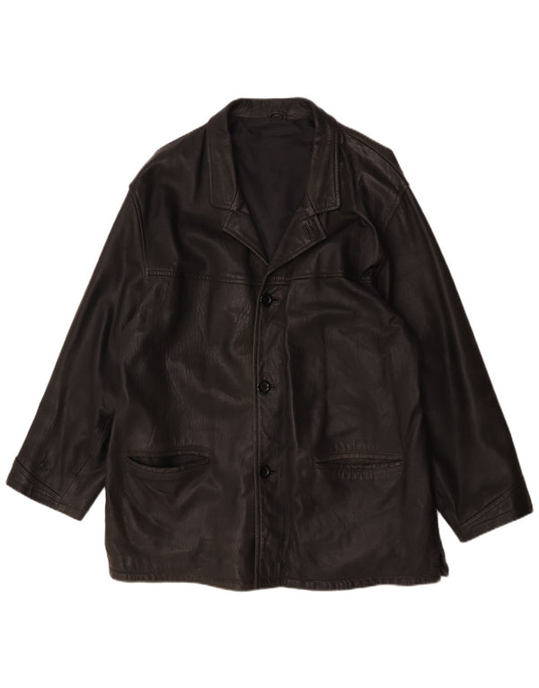 Maddox Mens Leather Jacket IT 56 3XL Black Leather