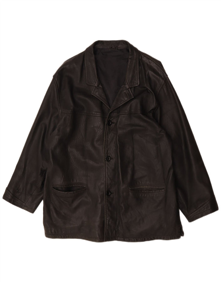 Maddox Mens Leather Jacket IT 56 3XL Black Leather