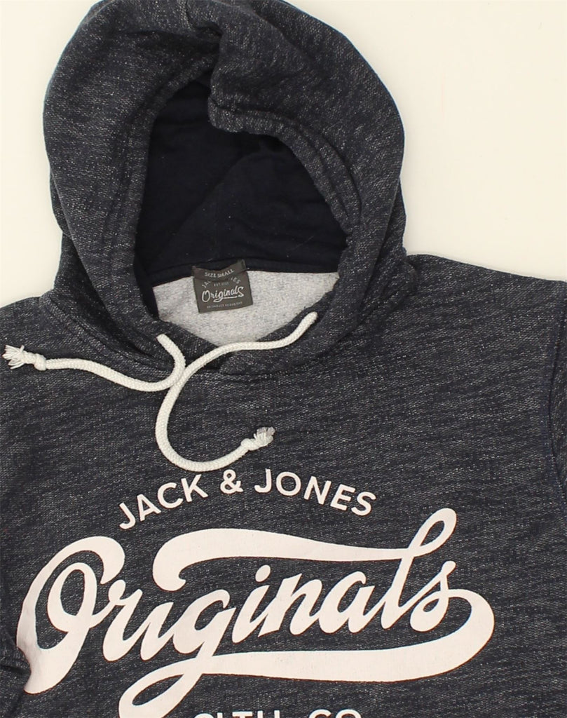 JACK & JONES Mens Graphic Hoodie Jumper Small Blue Cotton | Vintage Jack & Jones | Thrift | Second-Hand Jack & Jones | Used Clothing | Messina Hembry 