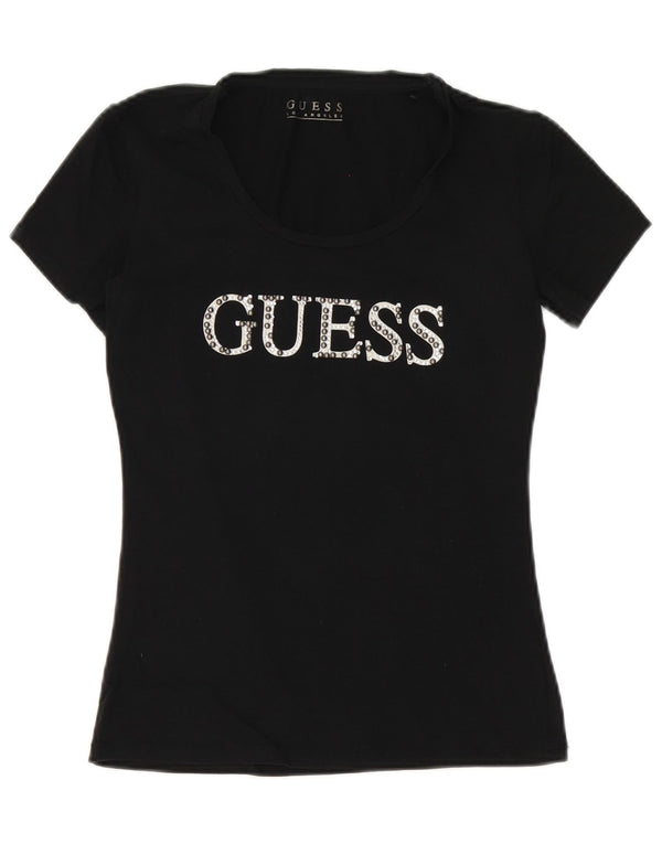 Guess Womens Graphic T-Shirt Top UK 10 Small Black