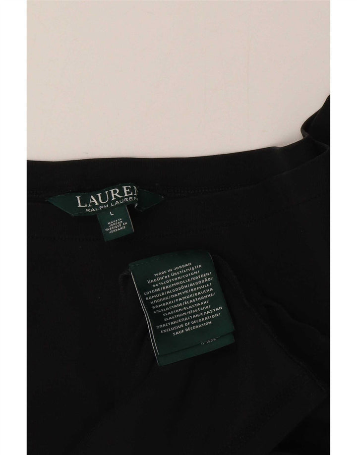 Ralph Lauren Womens Blouse Top UK 16 Large Black Cotton