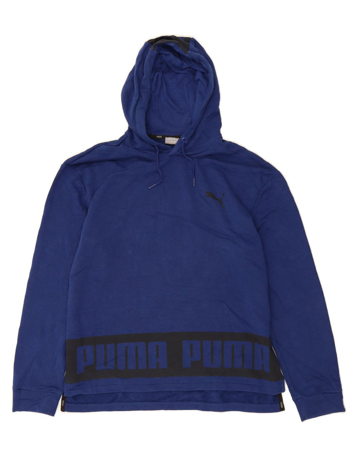 PUMA Mens Graphic Hoodie Jumper Large Blue Vintage Puma and Second-Hand Puma from Messina Hembry 
