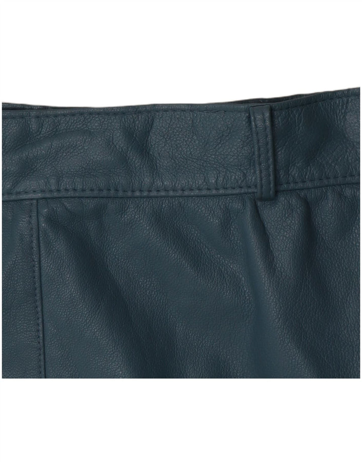 Vintage Womens Leather Skirt W28 Medium Blue