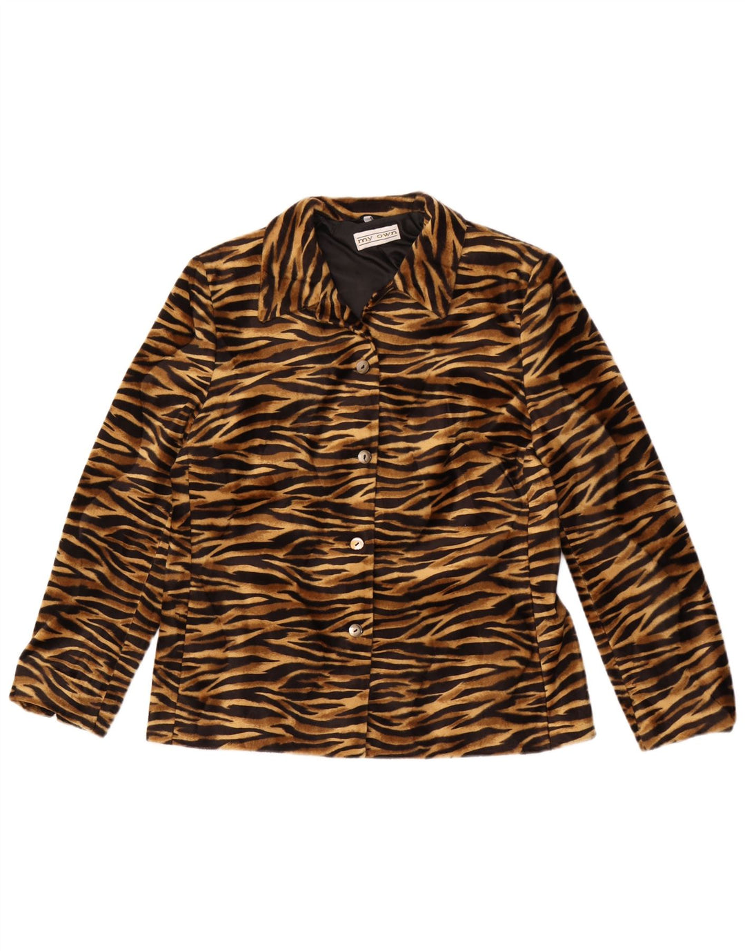 My Own Womens 4 Button Blazer Jacket EU 42 Large Brown Animal Print