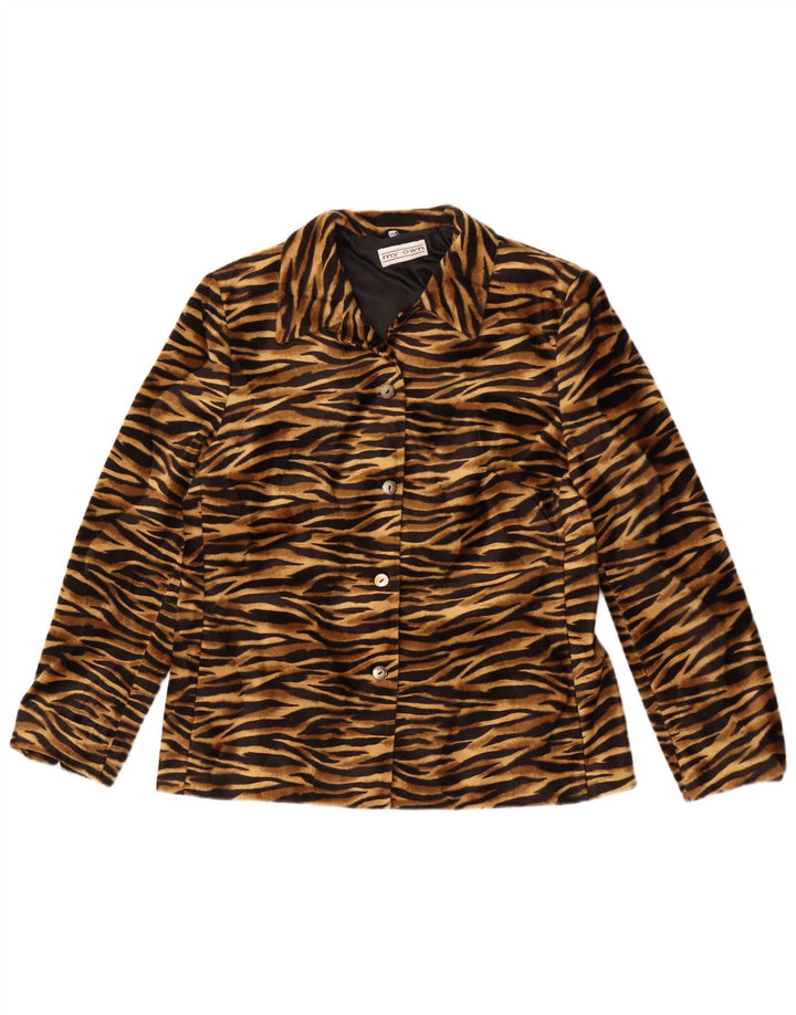 My Own Womens 4 Button Blazer Jacket EU 42 Large Brown Animal Print