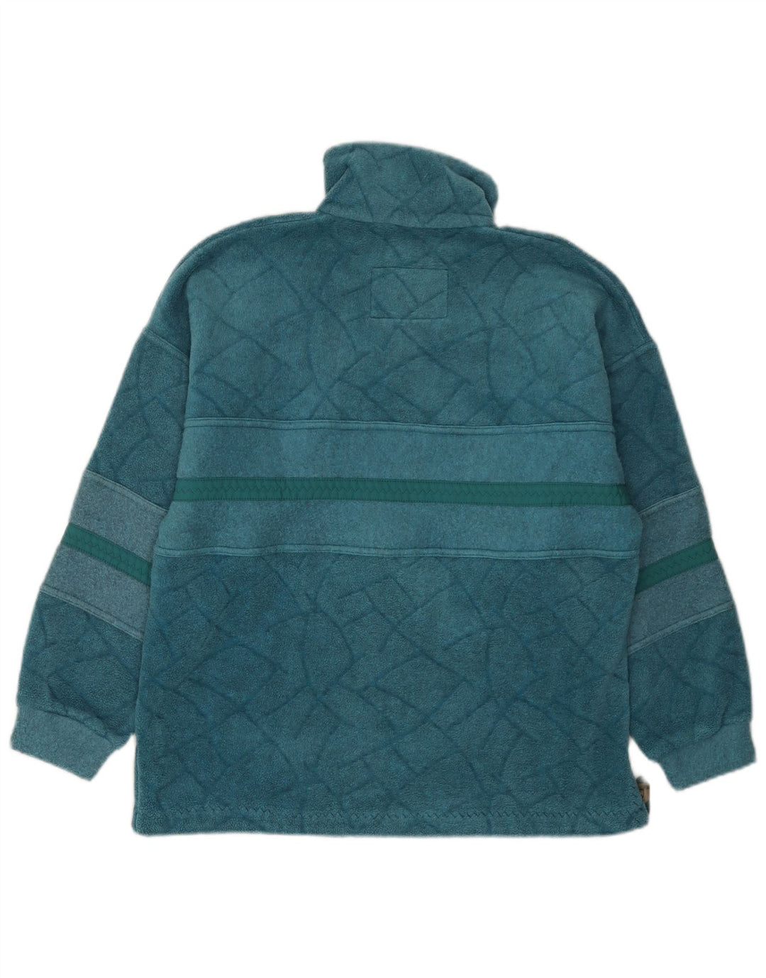 Gigi's Mens Button Neck Fleece Jumper Medium Turquoise Geometric