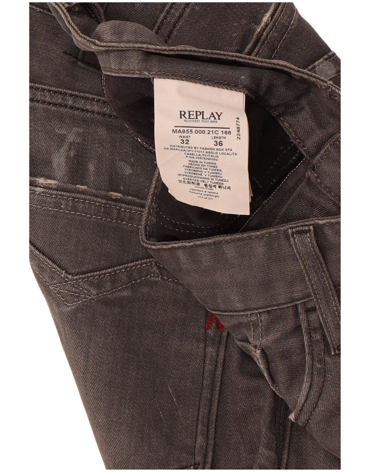 REPLAY Mens Newbill Straight Jeans W32 L36  Grey Cotton