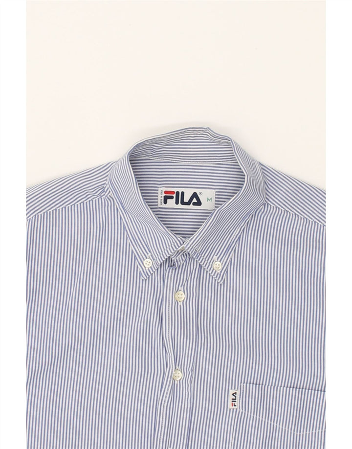 FILA Mens Shirt Medium Blue Pinstripe Cotton Vintage Fila and Second-Hand Fila from Messina Hembry 