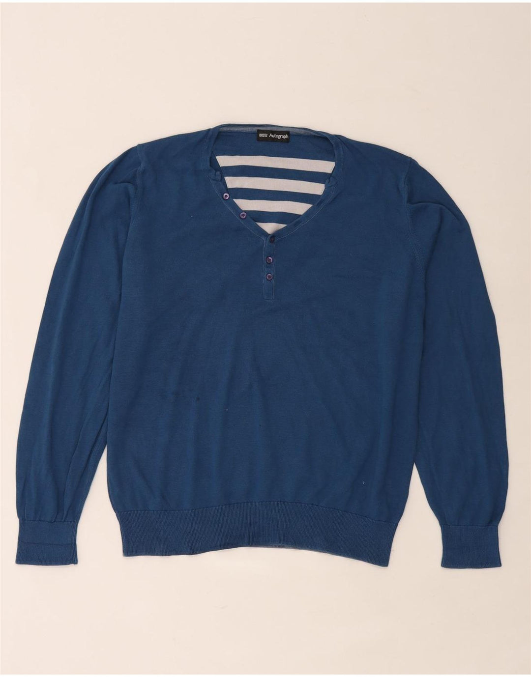 Marks & Spencer Mens Autograph V-Neck Jumper Sweater Large Blue