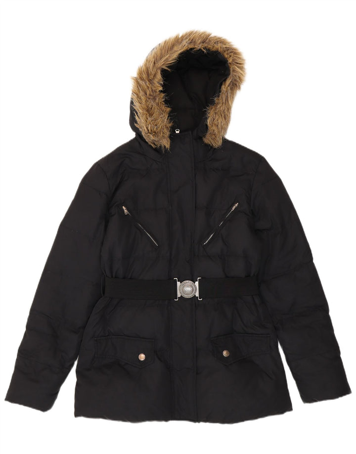 Ralph Lauren Womens Hooded Padded Jacket UK 10 Small Black Polyester