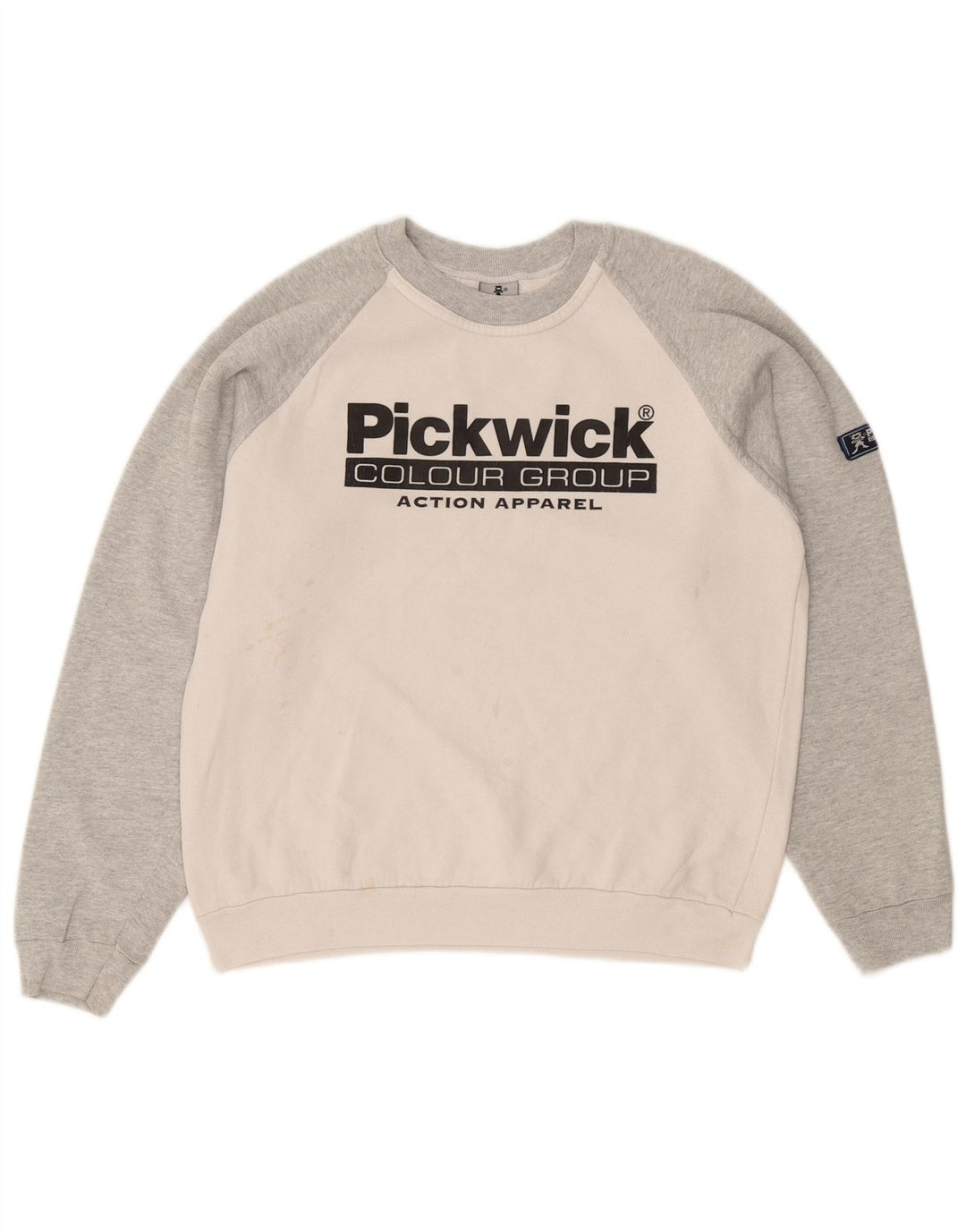 PICKWICK Womens Graphic Sweatshirt Jumper UK 14 Medium White Colourblock
