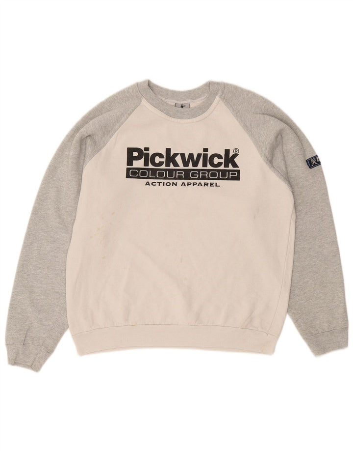 PICKWICK Womens Graphic Sweatshirt Jumper UK 14 Medium White Colourblock