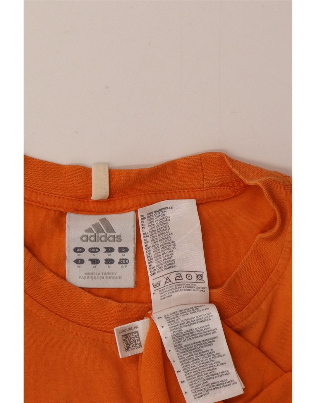 Adidas Mens T-Shirt Top Medium Orange Cotton