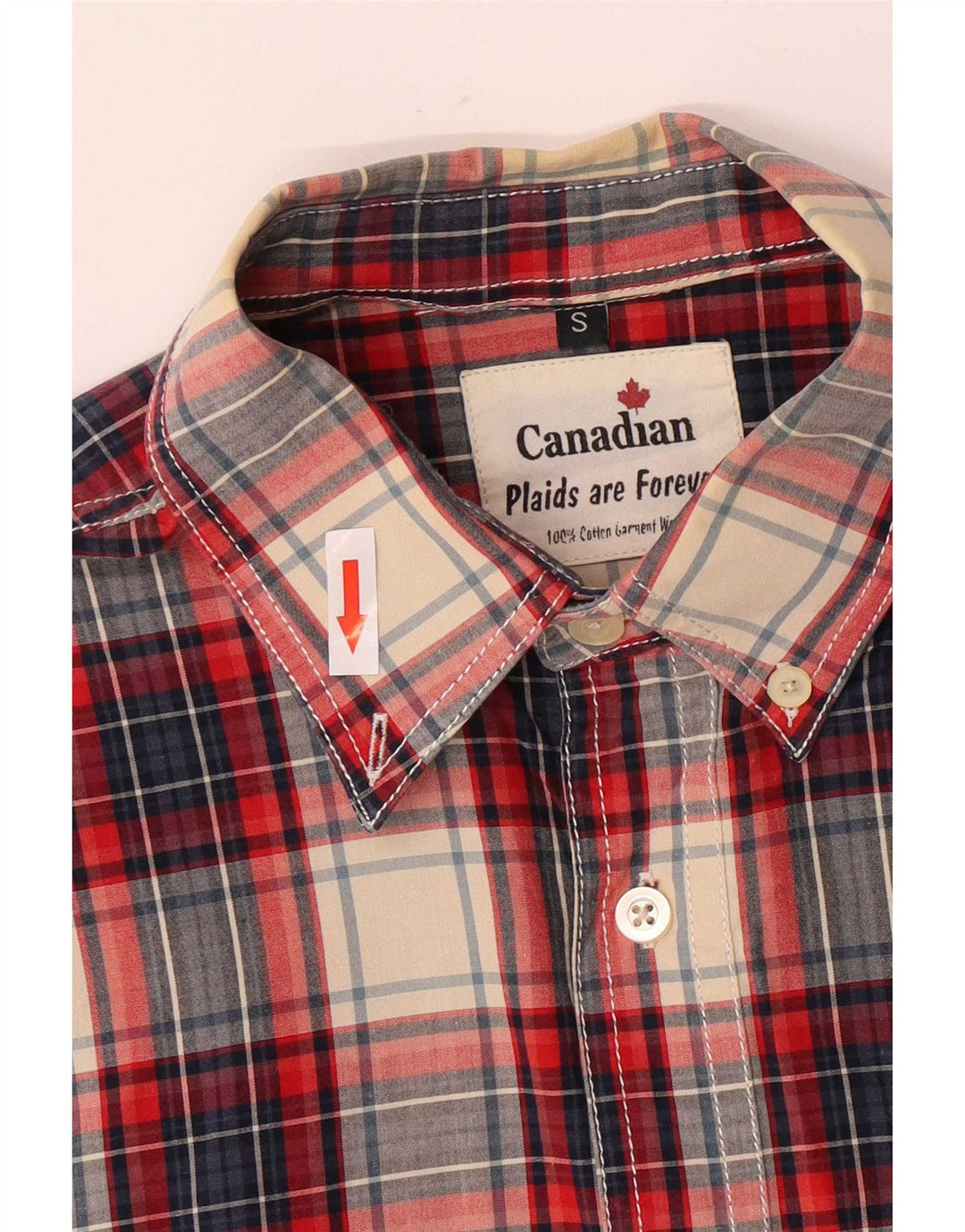 Canadian Mens Shirt Small Red Plaid Cotton
