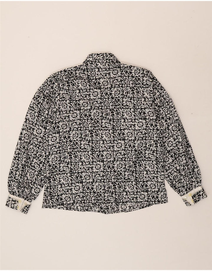 SOMMERMANN Womens Shirt Blouse EU 42 Large Black Floral Polyester Vintage Sommermann and Second-Hand Sommermann from Messina Hembry 