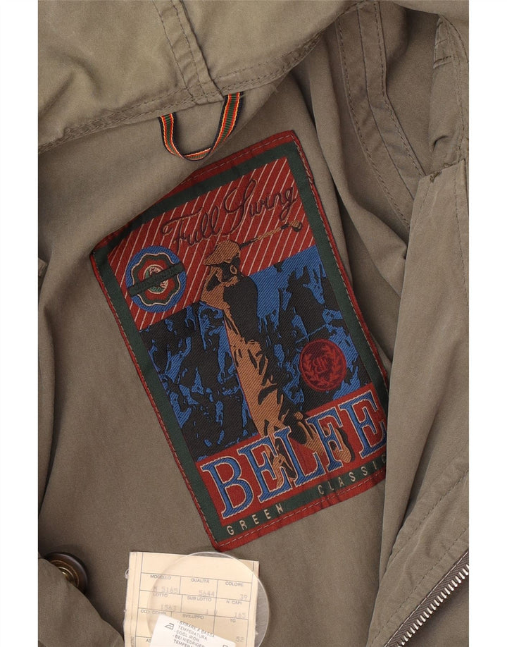 Belfe Mens Hooded Parka Jacket IT 52 XL Khaki Cotton