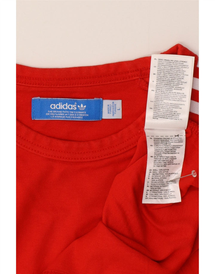 Adidas Mens T-Shirt Top Large Red Cotton