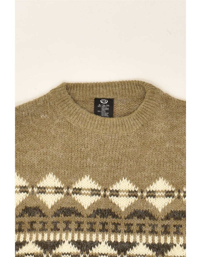 C&A Mens Crew Neck Jumper Sweater XL Beige Fair Isle Acrylic | Vintage C&A | Thrift | Second-Hand C&A | Used Clothing | Messina Hembry 