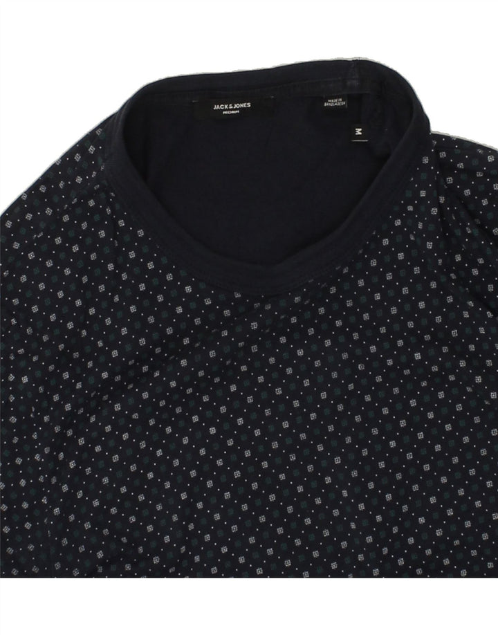 JACK & JONES Mens Abstract Pattern T-Shirt Top Medium Navy Blue Cotton Vintage Jack & Jones and Second-Hand Jack & Jones from Messina Hembry 