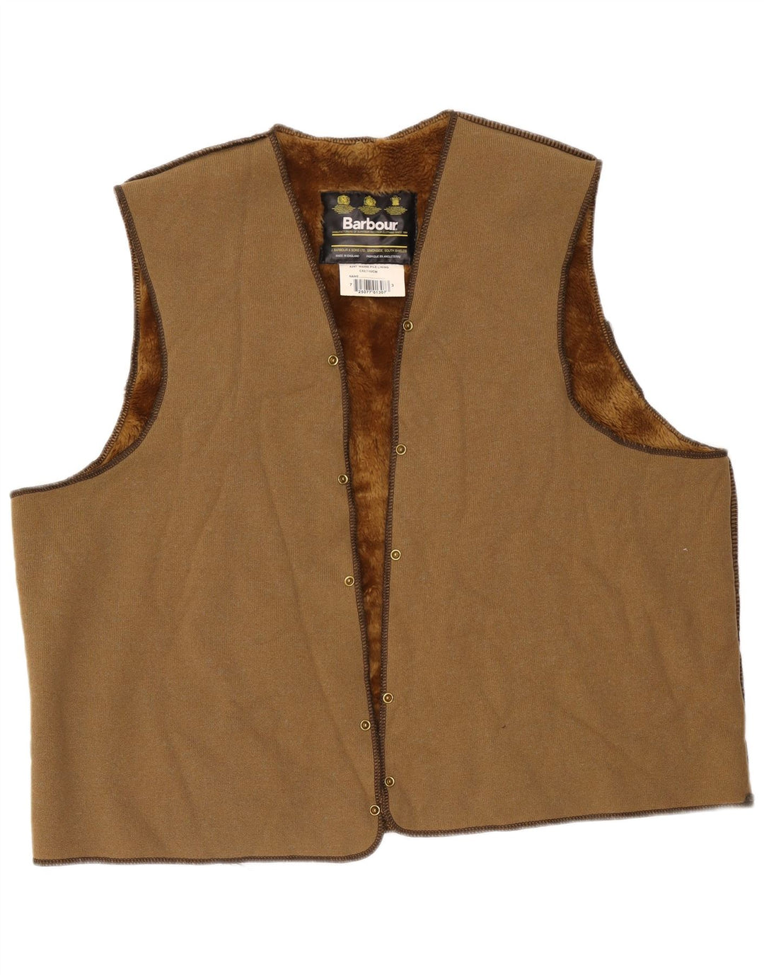 Barbour Mens Sherpa Liner Gilet Size 52 Large Brown Acrylic