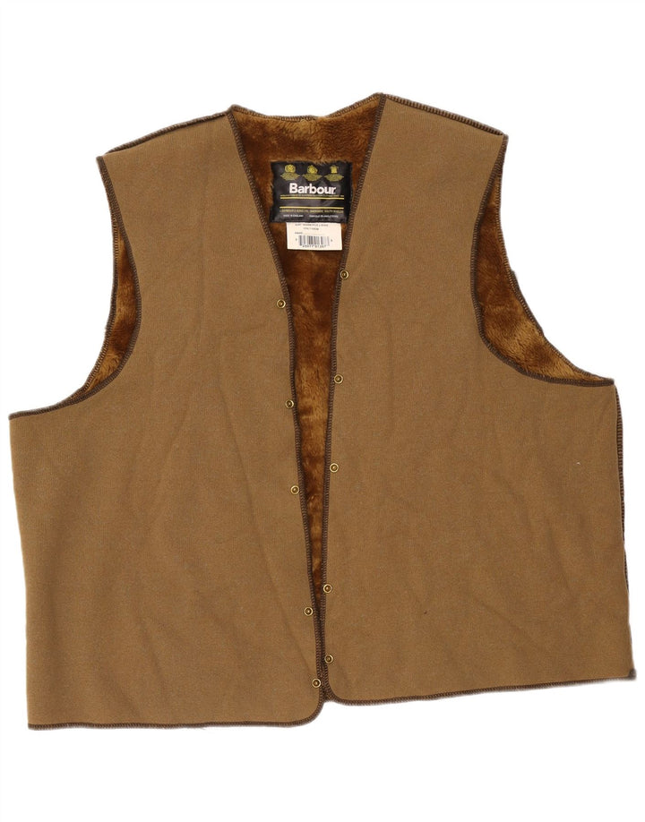 Barbour Mens Sherpa Liner Gilet Size 52 Large Brown Acrylic