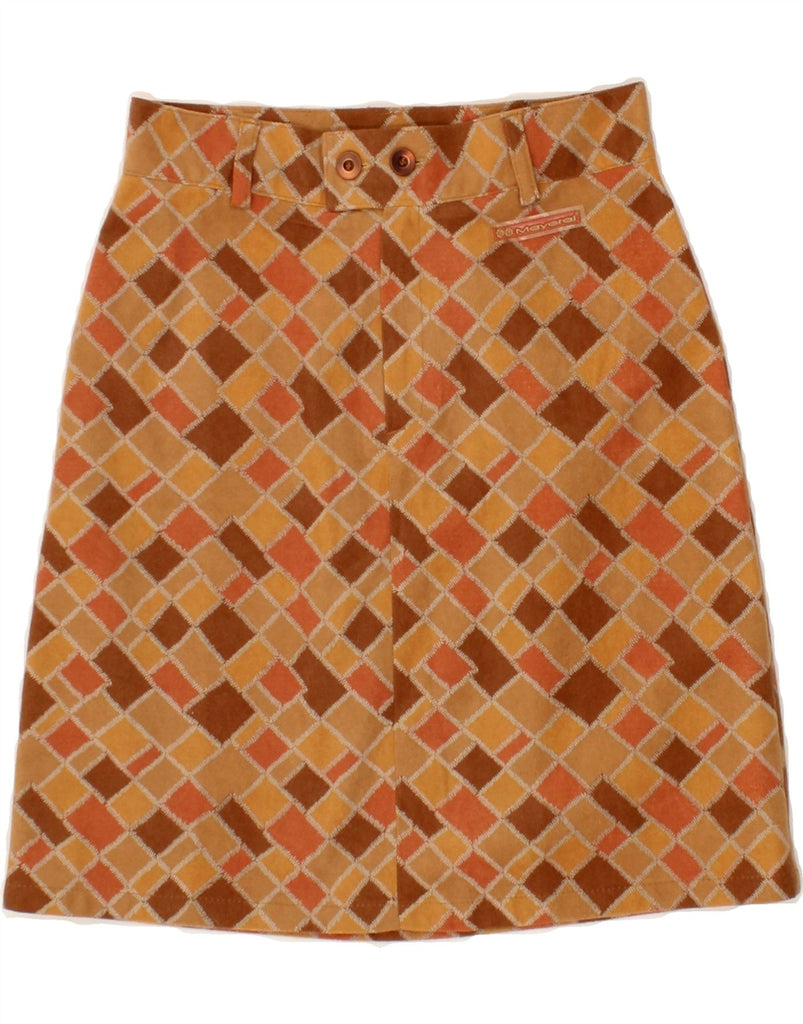 MAYORAL Womens Mini Skirt UK 12 Medium W28 Brown Geometric Polyester | Vintage Mayoral | Thrift | Second-Hand Mayoral | Used Clothing | Messina Hembry 