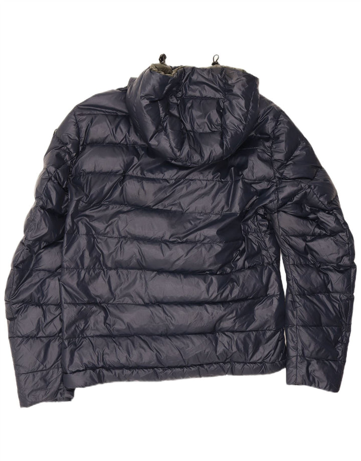 Blauer Mens Hooded Padded Jacket UK 40 Large Navy Blue Polyamide