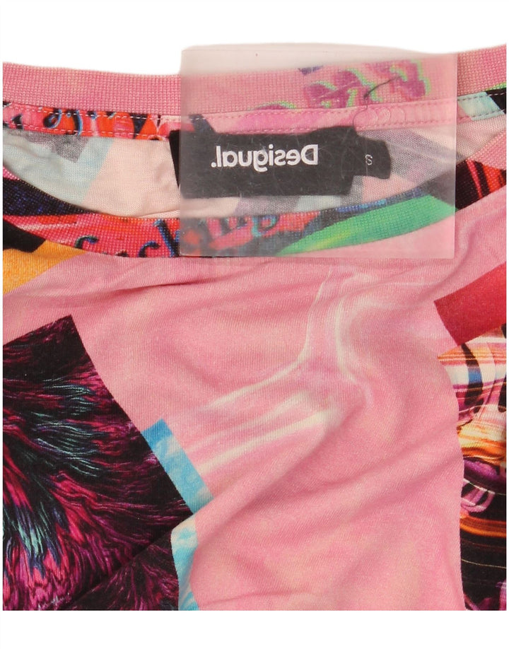 Desigual Womens Oversized Graphic T-Shirt Top UK 10 Small Pink