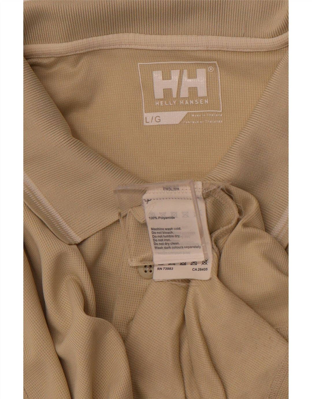 HELLY HANSEN Mens Polo Shirt Large Beige Polyamide