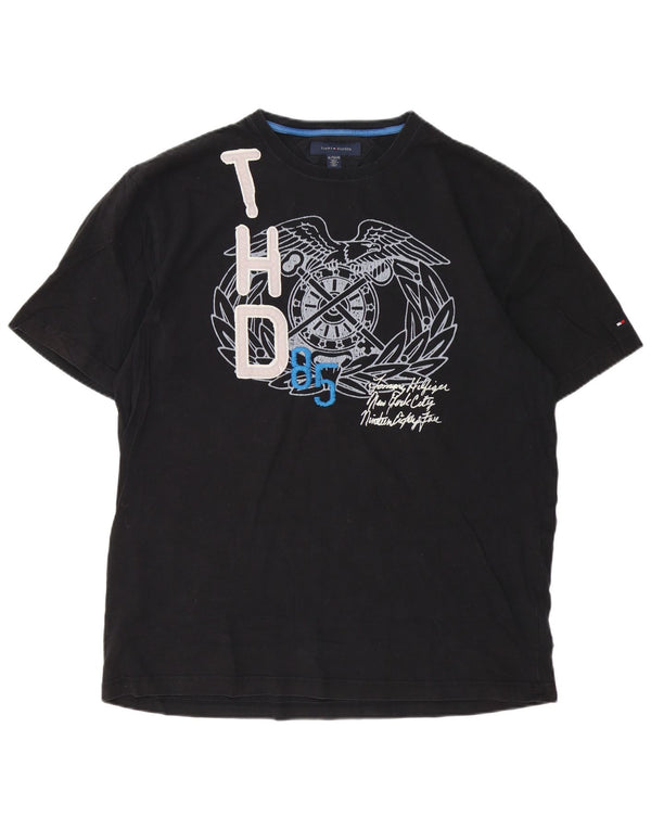 Tommy Hilfiger Mens Graphic T-Shirt Top XL Black Cotton