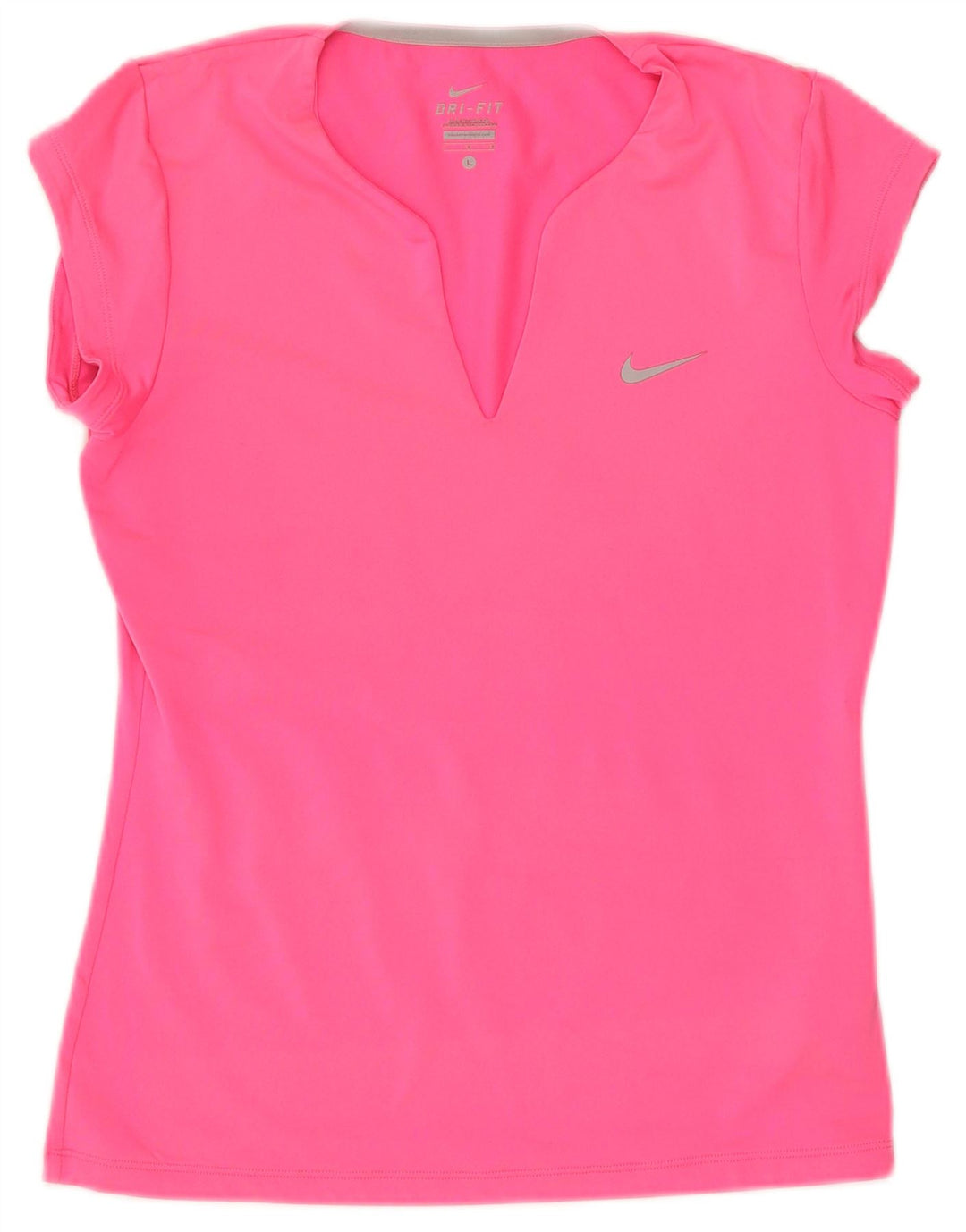 Nike Womens Dri Fit T-Shirt Top UK 16 Large Pink Polyester