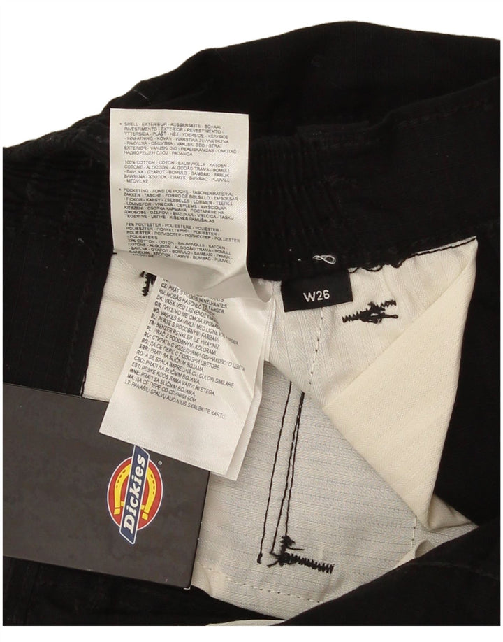 DICKIES Mens Straight Cargo Trousers W26 L28 Black Cotton