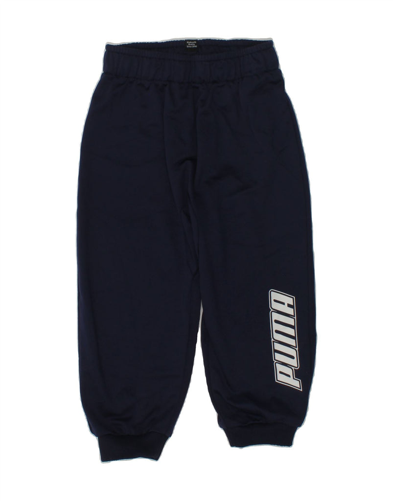 PUMA Boys Graphic Tracksuit Trousers Joggers 2-3 Years Navy Blue Polyester | Vintage Puma | Thrift | Second-Hand Puma | Used Clothing | Messina Hembry 