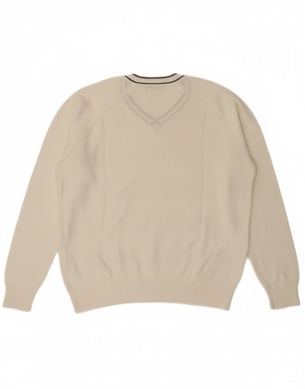 Zara Mens V-Neck Jumper Sweater XL White