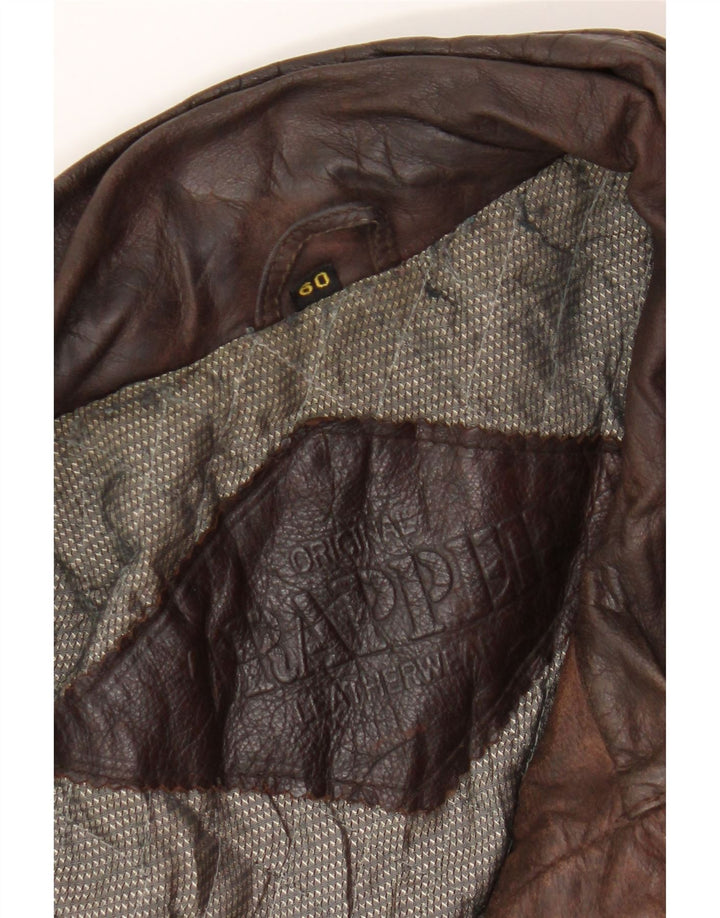 Trapper Mens Leather Jacket UK 42 XL Brown Leather