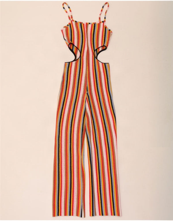 Zara Womens Cut Out Jumpsuit UK 10 Small L30 Multicoloured Striped Cotton
