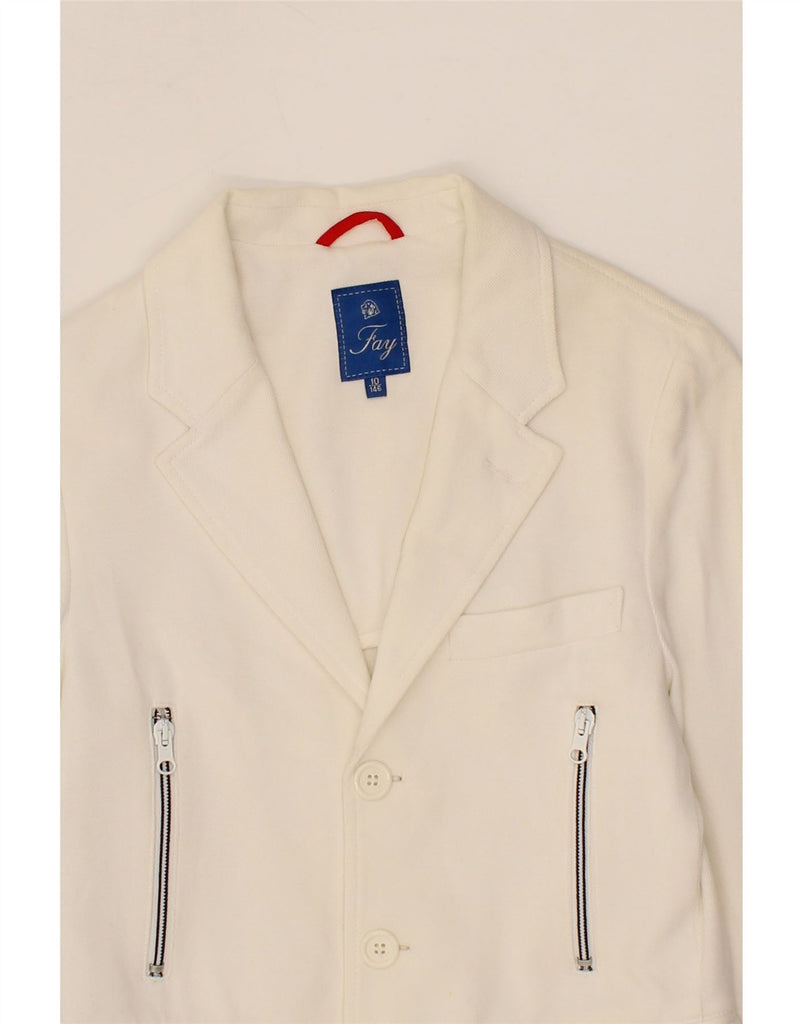 FAY Boys 3 Button Blazer Jacket 9-10 Years White Vintage Fay and Second-Hand Fay from Messina Hembry 