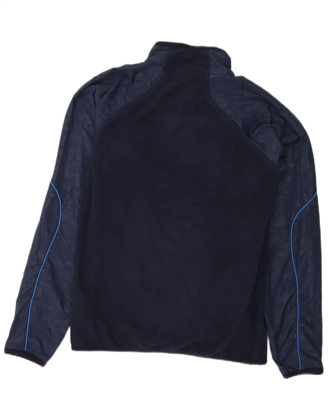 Fila Mens Fleece Jacket UK 38 Medium Navy Blue Colourblock Cotton